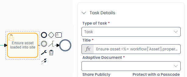 Task title configuration with the data can name reference